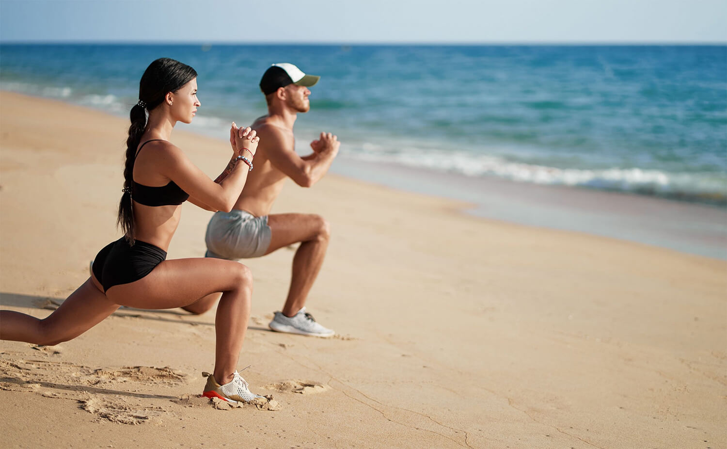 A man and woman are doing exercise, promoting Thrive Medspa in Basking Ridge, NJ.